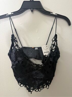 Free People Black Crochet Lace Crop Top bralette